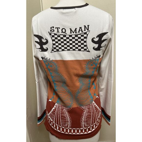 Save The Queen Man Sweater Vintage Y2K Ornate Italy Preppy Grunge - Size Large - Picture 3 of 4
